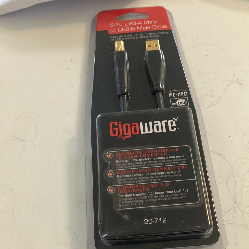 Gigaware 3 foot usb a male to usb b male cable